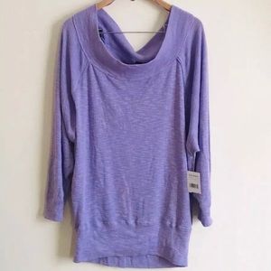 {Free People} Lilac Dust Cowl Neck Sz L Top NWT